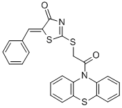 Phenothiazine, 10-(5-benzylidene-4-oxo-2-(2-thiazolinyl)thioacetyl)- Structure