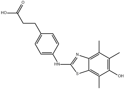 Benzenepropanoic  acid,  4-[(6-hydroxy-4,5,7-trimethyl-2-benzothiazolyl)amino]- Struktur