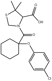 4-Thiazolidinecarboxylic acid, 3-(1-(p-chlorophenoxy)cyclohexylcarbony l)-5,5-dimethyl- Structure