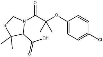 3-(2-(p-Chlorophenoxy)-2-methylpropionyl)-5,5-dimethyl-4-thiazolidinec arboxylic acid Struktur