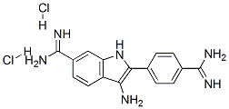 1H-Indole-6-carboximidamide, 3-amino-2-(4-(aminoiminomethyl)phenyl)-,  dihydrochloride Structure