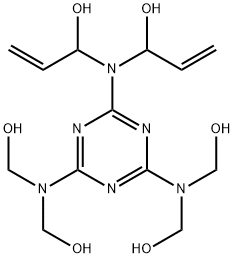 [6-[ビス(1-ヒドロキシ-2-プロペニル)アミノ]-s-トリアジン-2,4-ジイル]ジニトリロテトラメタノール 化学構造式