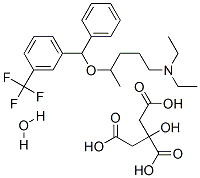 N,N-diethyl-4-[phenyl-[3-(trifluoromethyl)phenyl]methoxy]pentan-1-amin e, 2-hydroxypropane-1,2,3-tricarboxylic acid, hydrate Structure