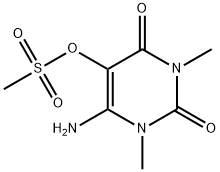 メタンスルホン酸6-アミノ-1,2,3,4-テトラヒドロ-1,3-ジメチル-2,4-ジオキソピリミジン-5-イル 化学構造式
