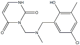 2,4(1H,3H)Pyrimidinedione, 3-[[(5-chloro-3-methylsalicyl)methylamino]m ethyl]- Structure