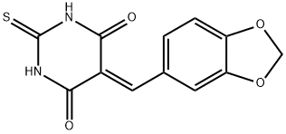 2-Thioxo-5-(1,3-benzodioxole-5-ylmethylene)hexahydropyrimidine-4,6-dione Structure