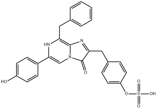 Imidazo[1,2-a]pyrazin-3(7H)-one,  6-(4-hydroxyphenyl)-8-(phenylmethyl)-2-[[4-(sulfooxy)phenyl]methyl]- Structure