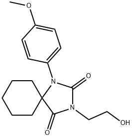 3-(2-Hydroxyethyl)-1-(p-methoxyphenyl)-1,3-diazaspiro[4.5]decane-2,4-dione Structure