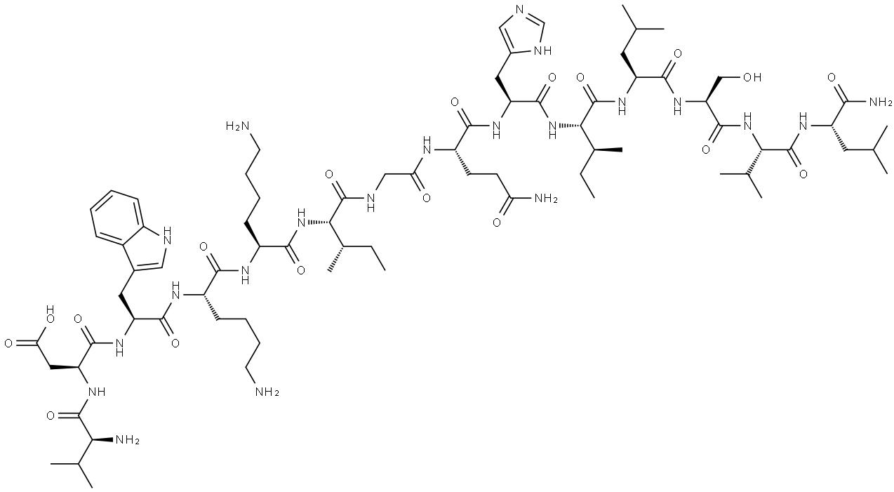 VAL-ASP-TRP-LYS-LYS-ILE-GLY-GLN-HIS-ILE-LEU-SER-VAL-LEU-NH2 结构式