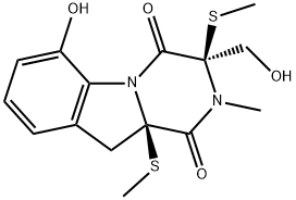 (3R,10aR)-2,3,10,10a-Tetrahydro-6-hydroxy-3-(hydroxymethyl)-2-methyl-3,10a-bis(methylthio)pyrazino[1,2-a]indole-1,4-dione Structure