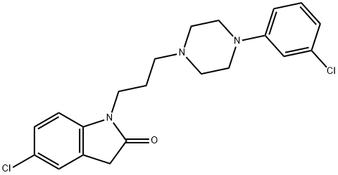 5-chloro-1-{3-[4-(3-chlorophenyl)-1-piperazinyl]
propyl}indolin-2-one Struktur