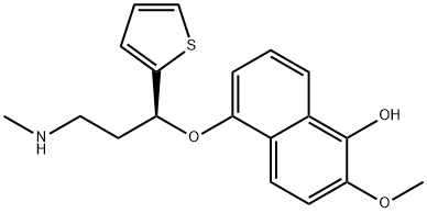 2-Methoxy-5-[(1S)-3-(methylamino)-1-(2-thienyl)propoxy]-1-naphthalenol Struktur