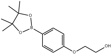 2-[4-(テトラメチル-1,3,2-ジオキサボロラン-2-イル)フェノキシ]エタン-1-オール 化学構造式