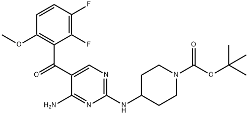 tert-butyl 4-(4-aMino-5-(2,3-difluoro-6-Methoxybenzoyl)pyriMidin-2-ylaMino)piperidine-1-carboxylate 化学構造式