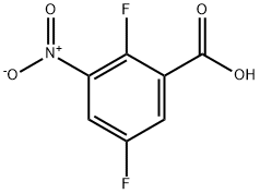 2,5-ジフルオロ-3-ニトロ安息香酸 化学構造式