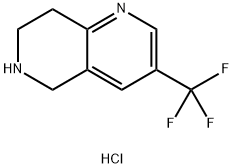 3-(トリフルオロメチル)-5,6,7,8-テトラヒドロ-1,6-ナフチリジン塩酸塩 化学構造式
