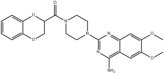 [4-(4-Amino-6,7-dimethoxy-quinazolin-2- yl)piperazin-1-yl]-(2,5-dioxabi cyclo[4.4.0]deca-6,8,10-trien-4-yl)methanone Structure