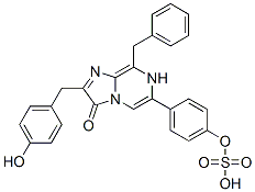 Imidazo[1,2-a]pyrazin-3(7H)-one,  2-[(4-hydroxyphenyl)methyl]-8-(phenylmethyl)-6-[4-(sulfooxy)phenyl]- Struktur