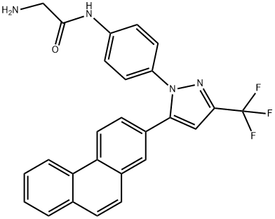 2-氨基-N-[4-[5-(2-菲基)-3-(三氟甲基)-1H-吡唑-1-基]苯基]乙酰胺 结构式