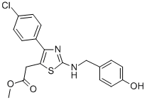 5-Thiazoleacetic acid, 4-(4-chlorophenyl)-2-(((4-hydroxyphenyl)methyl) amino)-, methyl ester Structure