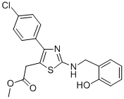 5-Thiazoleacetic acid, 4-(4-chlorophenyl)-2-(((2-hydroxyphenyl)methyl) amino)-, methyl ester Structure
