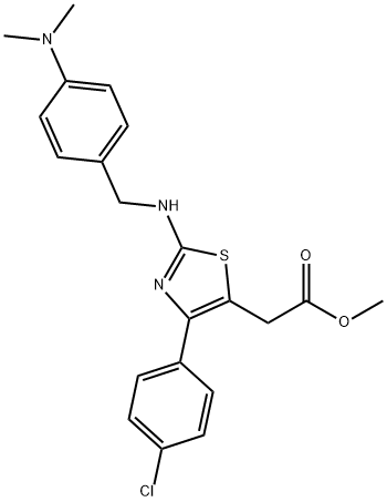 5-Thiazoleacetic acid, 4-(4-chlorophenyl)-2-(((4-(dimethylamino)phenyl )methyl)amino)-, methyl ester Structure