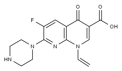 6-Fluoro-1,4-dihydro-4-oxo-7-(1-piperazinyl)-1-vinyl-1,8-naphthyridine -3-carboxylic acid Structure