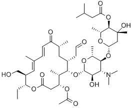 Tylosin, 23-di-O-de(6-deoxy-2,3-di-O-methyl-beta-D-allopyranosyl)-, 3- acetate-4B-(3-methylbutanoate)- Struktur