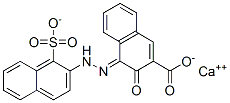 calcium (4E)-3-oxo-4-[(1-sulfonatonaphthalen-2-yl)hydrazinylidene]naphthalene-2-carboxylate Struktur