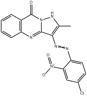 3-[(4-クロロ-2-ニトロフェニル)アゾ]-2-メチルピラゾロ[5,1-b]キナゾリン-9(1H)-オン 化学構造式