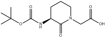(S)-2-(3-(TERT-BUTOXYCARBONYLAMINO)-2-OXOPIPERIDIN-1-YL)ACETICACID 化学構造式