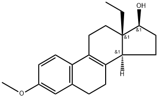 13-エチル-3-メトキシゴナ-1,3,5(10),8-テトラエン-17β-オール 化学構造式