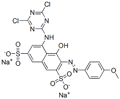 disodium 5-[(4,6-dichloro-1,3,5-triazin-2-yl)amino]-4-hydroxy-3-[(4-methoxyphenyl)azo]naphthalene-2,7-disulphonate Structure