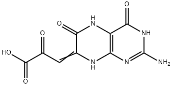 3-(2-アミノ-4,5,6,8-テトラヒドロ-4,6-ジオキソプテリジン-7(3H)-イリデン)-2-オキソプロパン酸 化学構造式