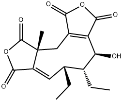 (4S,5R,6R,7E,10aR)-5,6-ジエチル-5,6,10a,11-テトラヒドロ-4-ヒドロキシ-10a-メチル-1H-シクロノナ[1,2-c:4,5-c']ジフラン-1,3,8,10(4H)-テトラオン 化学構造式