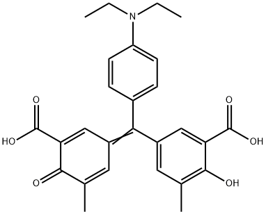 5-[(3-カルボキシ-5-メチル-4-オキソ-2,5-シクロヘキサジエン-1-イリデン)[4-(ジエチルアミノ)フェニル]メチル]-2-ヒドロキシ-3-メチル安息香酸 化学構造式