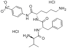D-缬氨酰-L-苯丙氨酰-L-赖氨酰对硝基苯胺二盐酸盐 结构式