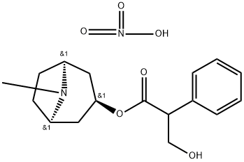 rac-(R*)-α-(ヒドロキシメチル)ベンゼン酢酸(1β,5β)-8-メチル-8-アザビシクロ[3.2.1]オクタン-3α-イル·硝酸塩 化学構造式