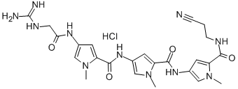 74671-14-0 1H-Pyrrole-2-carboxamide, 4-(((4-((((aminoiminomethyl)amino)acetyl)ami no)-1-methyl-1H-pyrrol-2-yl)carbonyl)amino)-N-(5-(((2-cyanoethyl)amino )carbonyl)-1-methyl-1H-pyrrol-3-yl)-1-methyl-, monohydrochloride