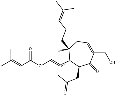 3-Methyl-2-butenoic acid [2-[5-hydroxy-2-methyl-2-(4-methyl-3-pentenyl)-6-oxo-7-(2-oxopropyl)-4-cyclohepten-1-yl]vinyl] ester Structure