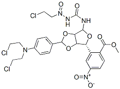 [(4R)-7-[4-[bis(2-chloroethyl)amino]phenyl]-2-[(2-chloroethyl-nitroso- carbamoyl)amino]-3,6,8-trioxabicyclo[3.3.0]oct-4-yl]methyl 4-nitrobenz oate Structure