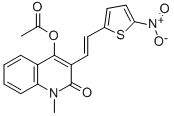 2(1H)-Quinolinone, 4-(acetyloxy)-1-methyl-3-(2-(5-nitro-2-thienyl)ethe nyl)- Structure