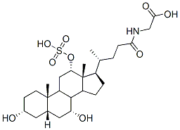 N-[(3a,5b,7a,12a)-3,7-dihydroxy-24-oxo-12-(sulfooxy)cholan-24-yl]-glycine 化学構造式
