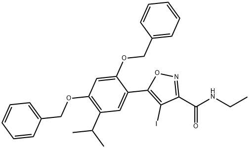 5-(2,4-双(苄氧基)-5-异丙基苯基)-N-乙基-4-碘异恶唑-3-甲酰胺, 747414-22-8, 结构式