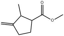 2-Methyl-3-methylene-1-cyclopentanecarboxylic acid methyl ester Struktur