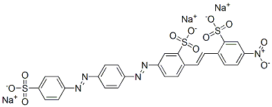 trisodium 2-[2-(4-nitro-2-sulphonatophenyl)vinyl]-5-[[4-[(4-sulphonatophenyl)azo]phenyl]azo]benzenesulphonate Structure