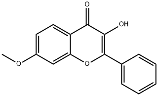 3-ヒドロキシ-7-メトキシ-2-フェニル-4H-1-ベンゾピラン-4-オン 化学構造式