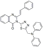 3-[5-[(diphenylamino)methyl]-1,3,4-thiadiazol-2-yl]-2-[(E)-2-phenylethenyl]quinazolin-4-one Struktur