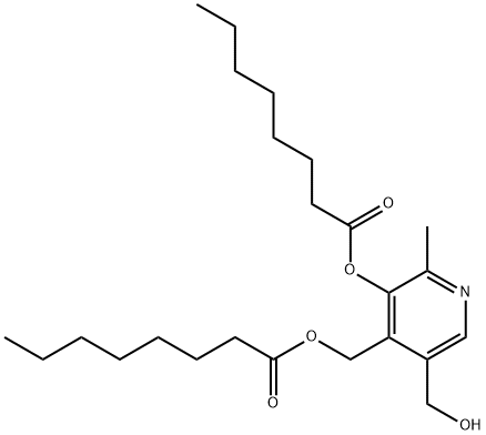 5-(hydroxymethyl)-2-methyl-4-[[(1-oxooctyl)oxy]methyl]-3-pyridyloctanoic acid Structure
