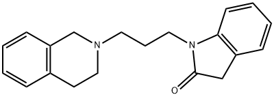 1-[3-(1,2,3,4-テトラヒドロイソキノリン-2-イル)プロピル]-2,3-ジヒドロ-1H-インドール-2-オン 化学構造式